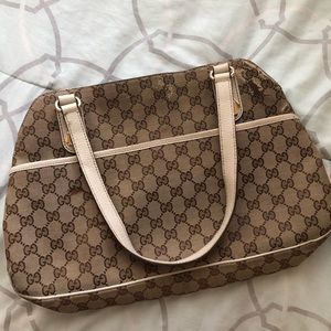 preowned authentic italy Gucci monogrammed handbag